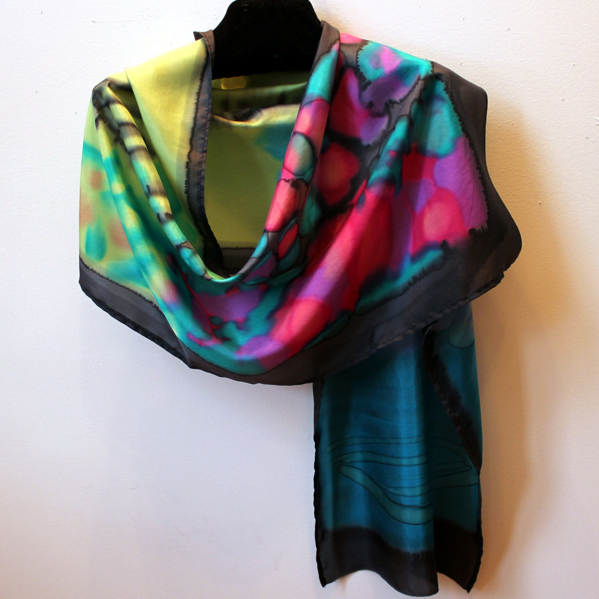 Silk Scarves Online Shop - Hand Painted Silk Scarf. Olive, Navy Blue,  Turquoise, White Handmade Silk Scarf DENIM CHIC. Silk Scarves Colorado.  Extra-Large 35x35 square. Holidays