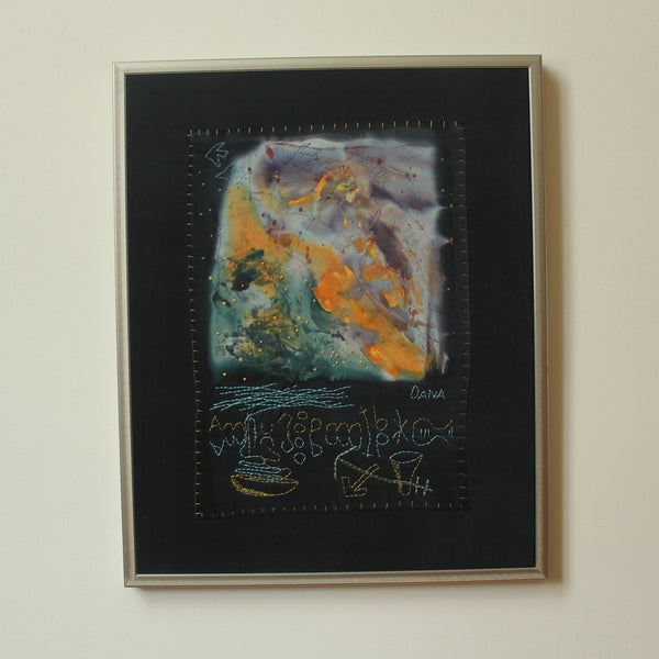 16" x 20", Framed Silk Painting, Embroidered, Nature #2003