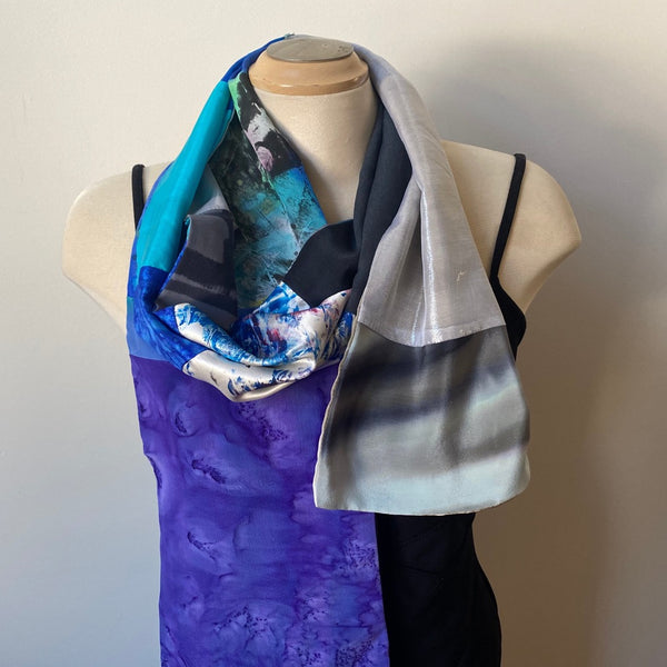 Unisex pieced silk scarf