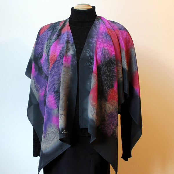 Hand Painted Silk  Poncho, Wrap, Scarf, Shawl