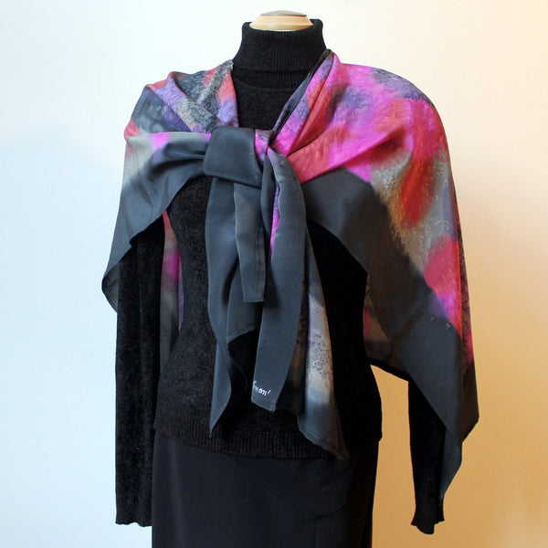 Hand Painted Silk  Poncho, Wrap, Scarf, Shawl