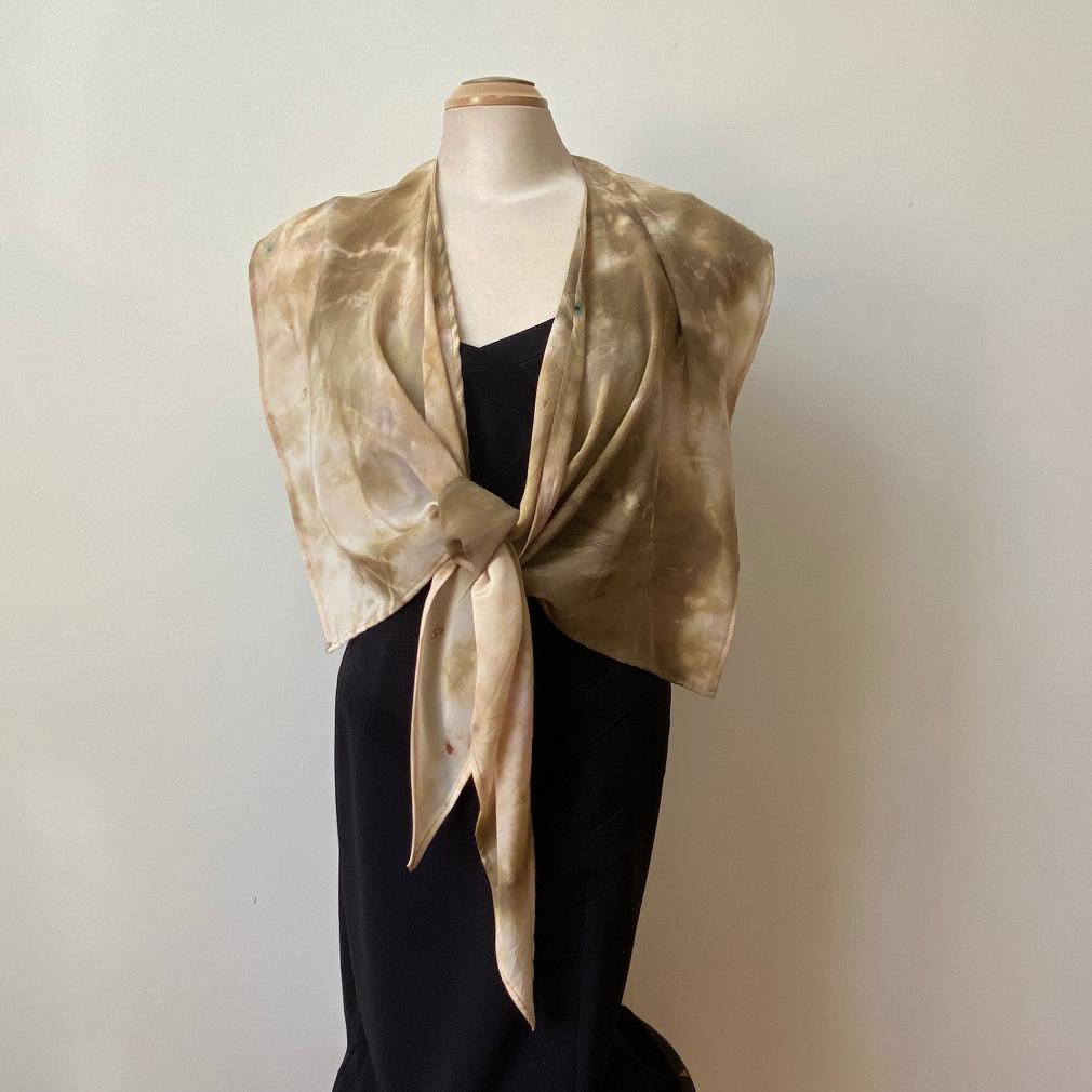 Silk Felt Scarf, Beige and Brown Silk Scarf, Felt outlets Scarf. Design, Unique and Gift