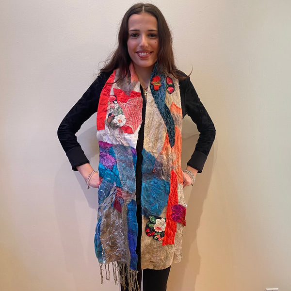 Large wrap made of art fabrics, boho art scarf