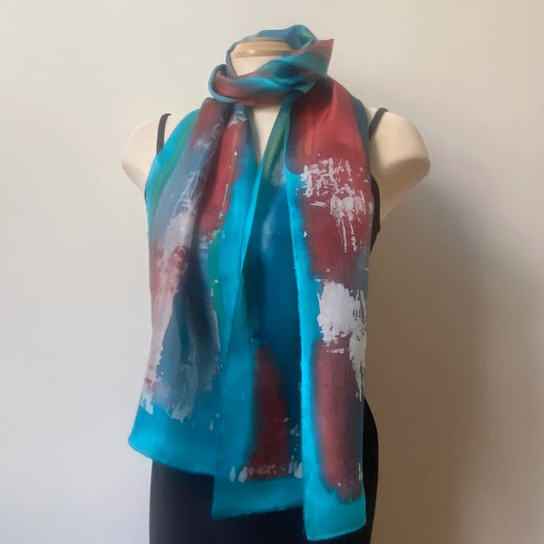 Batik silk scarf, designer art to wear