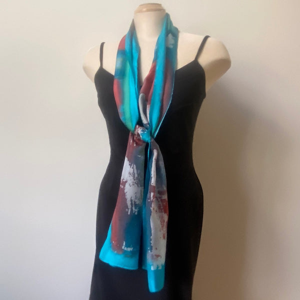 Batik silk scarf, designer art to wear