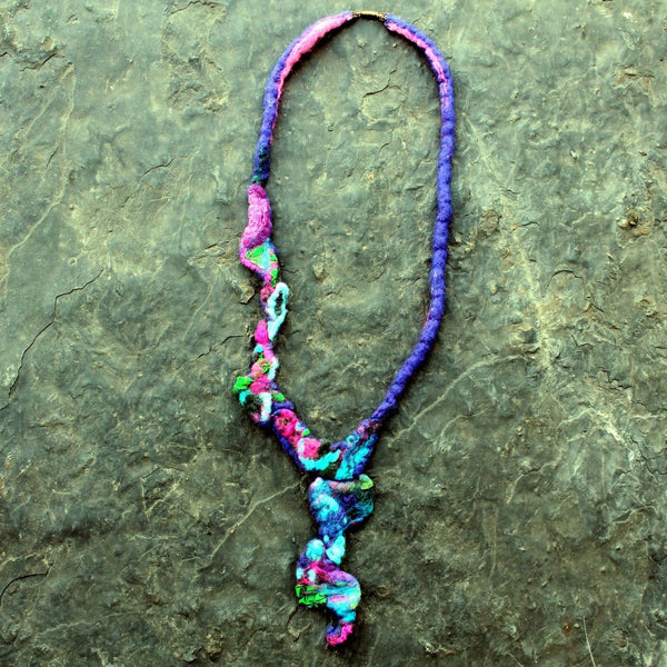 Designer Hand Felted Necklace, 19.5" Long