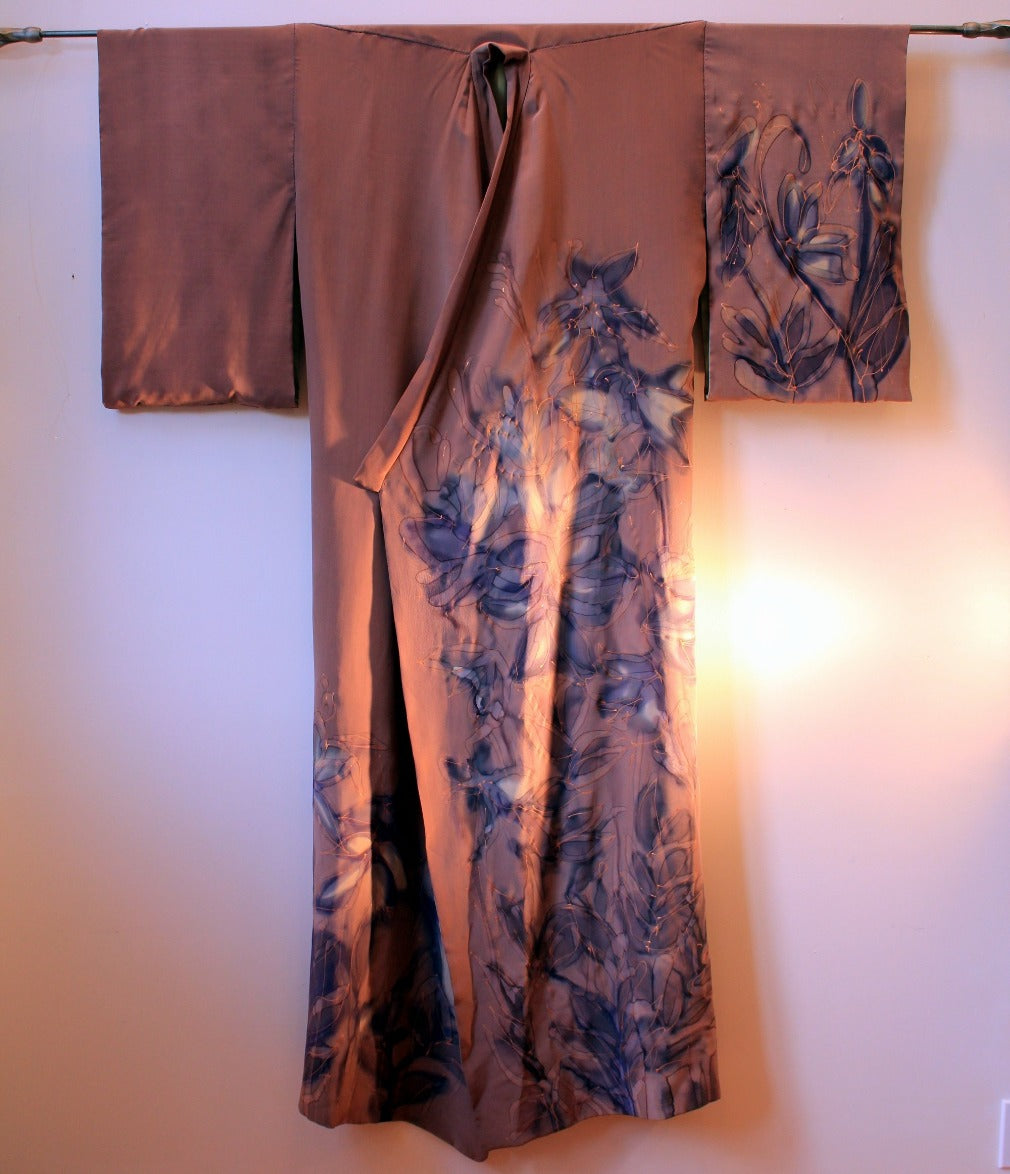 Painted Silk Japanese Style Kimono, Reversible