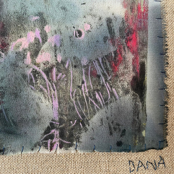 Abstraction. Hand painted and mono printed silk mini wall art