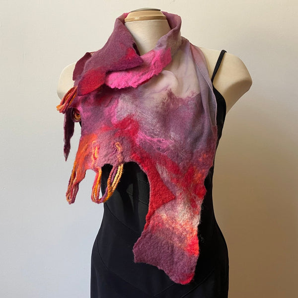 Hand Felted Pink Scarf