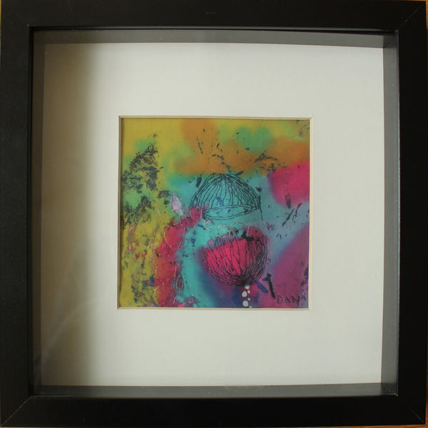 10"x10"x1.75", Framed Silk Painting, Tension