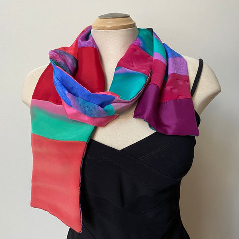 Bright unisex designer scarf, art to wear