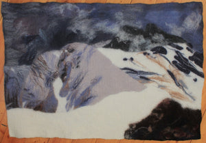 26" x 18", Hand Felted Landscape from Merino Wool, Mountains 2