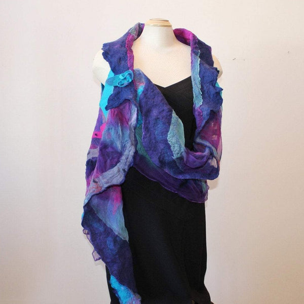 Hand Felted and Hand Painted, Silk and Merino Wool Vest, Art Wear