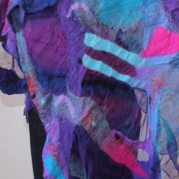 Hand Felted and Hand Painted, Silk and Merino Wool Vest, Art Wear